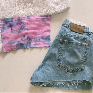 Tie Dye Ribbed Bandeau Tube Top Crop Top